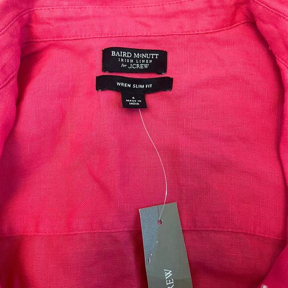 NWT J.Crew Wren Slim Shirt in Baird McNutt Irish Linen Snapdragon Pink Size 6 - Picture 4 of 6